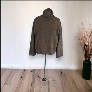 Cozy Brown Cowlneck Turtleneck Loose Sweater - Fits like M/L, Brand-Free